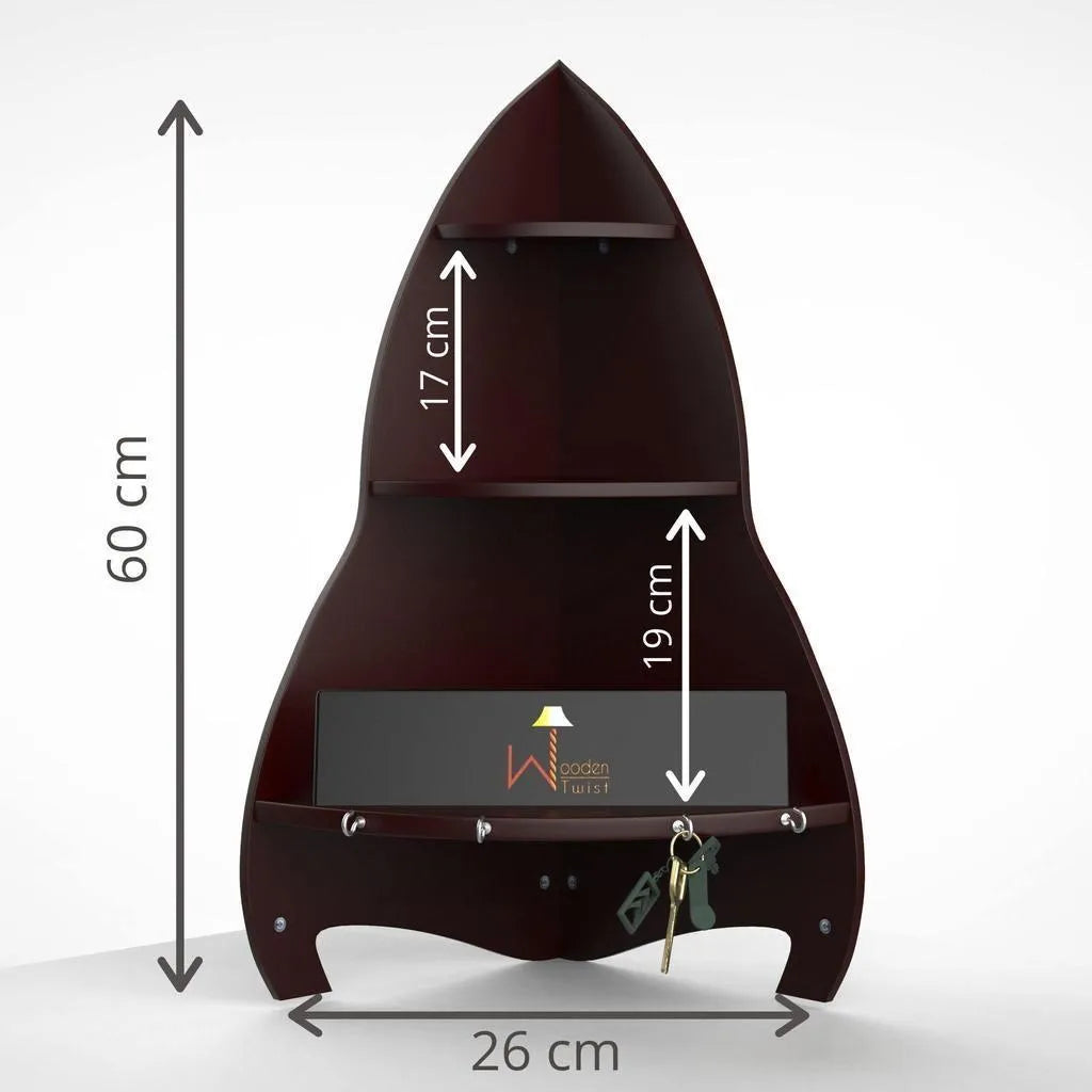 Unicus Rocket Shaped Large Corner Wall Shelf - Wooden Twist UAE