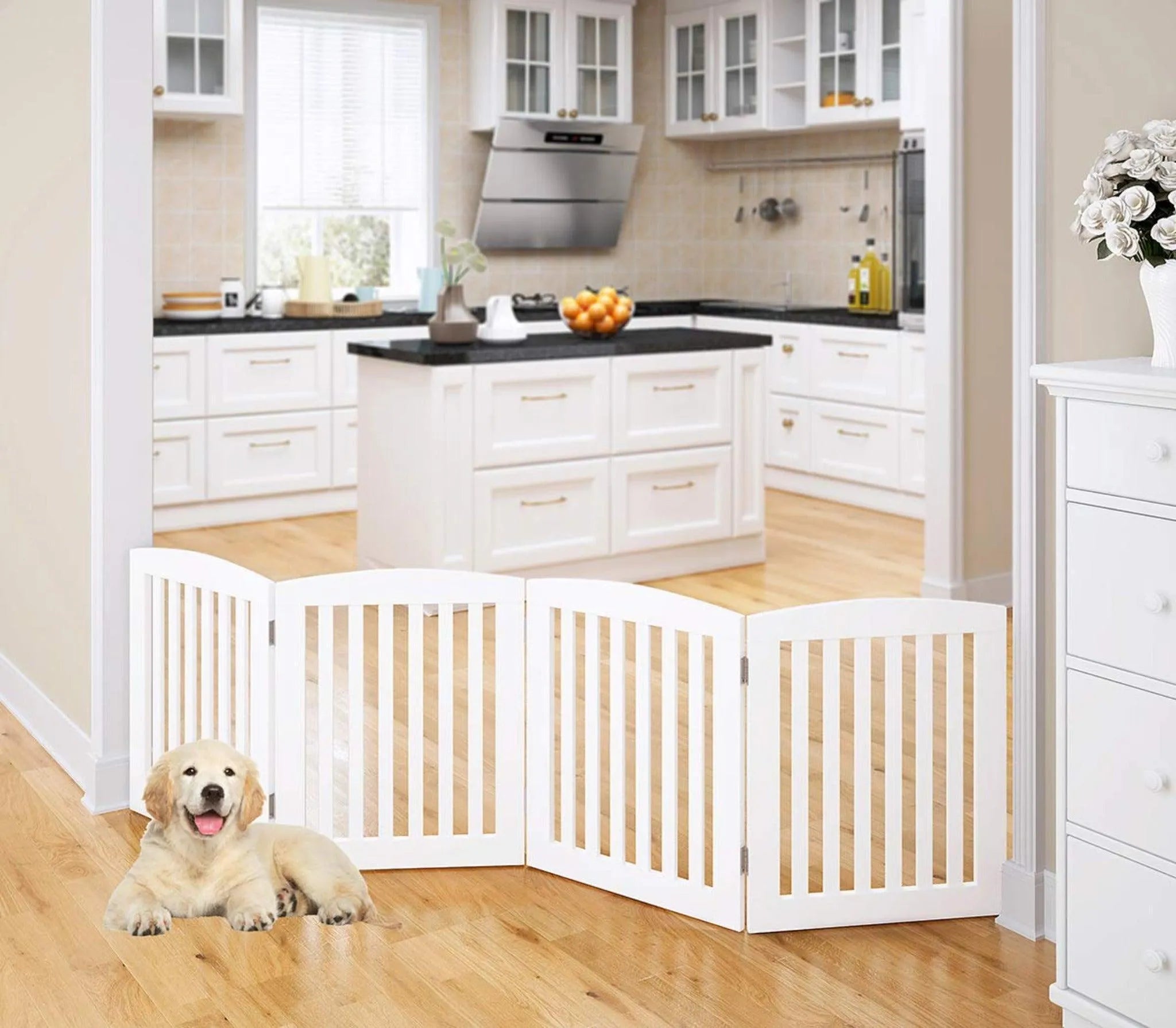 Wooden Portable Safety Pet Fence Gate Partition For Kids (4 Panel) - Wooden Twist UAE