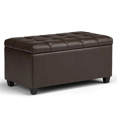 Luper Tufted Storage Bench Ottoman Pouffes with Storage - Wooden Twist UAE