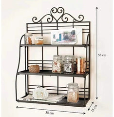 Exclusive 3-Tier Fold-able Shelf Rack Kitchen/Bathroom Counter top - Wooden Twist UAE