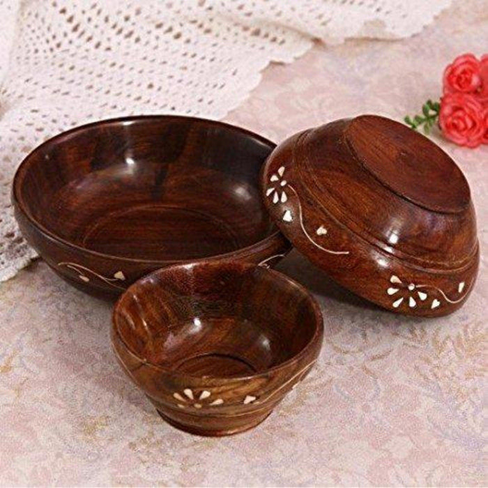 Wooden Handmade Handcarved Bowl Set of 3
