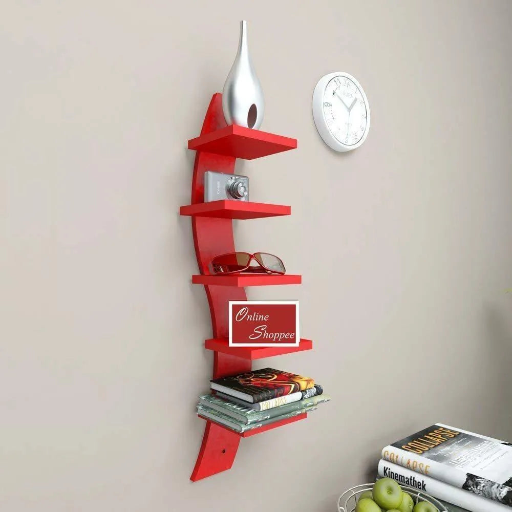 Wooden Floating MDF 5 Nivel Wall Shelves - Wooden Twist UAE