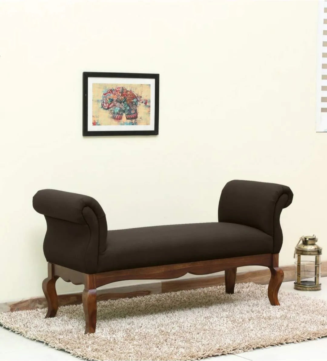 Couch Luxury Upholstered Bench Polyester (Teak Wood) - Wooden Twist UAE