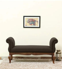 Couch Luxury Upholstered Bench Polyester (Teak Wood) - Wooden Twist UAE