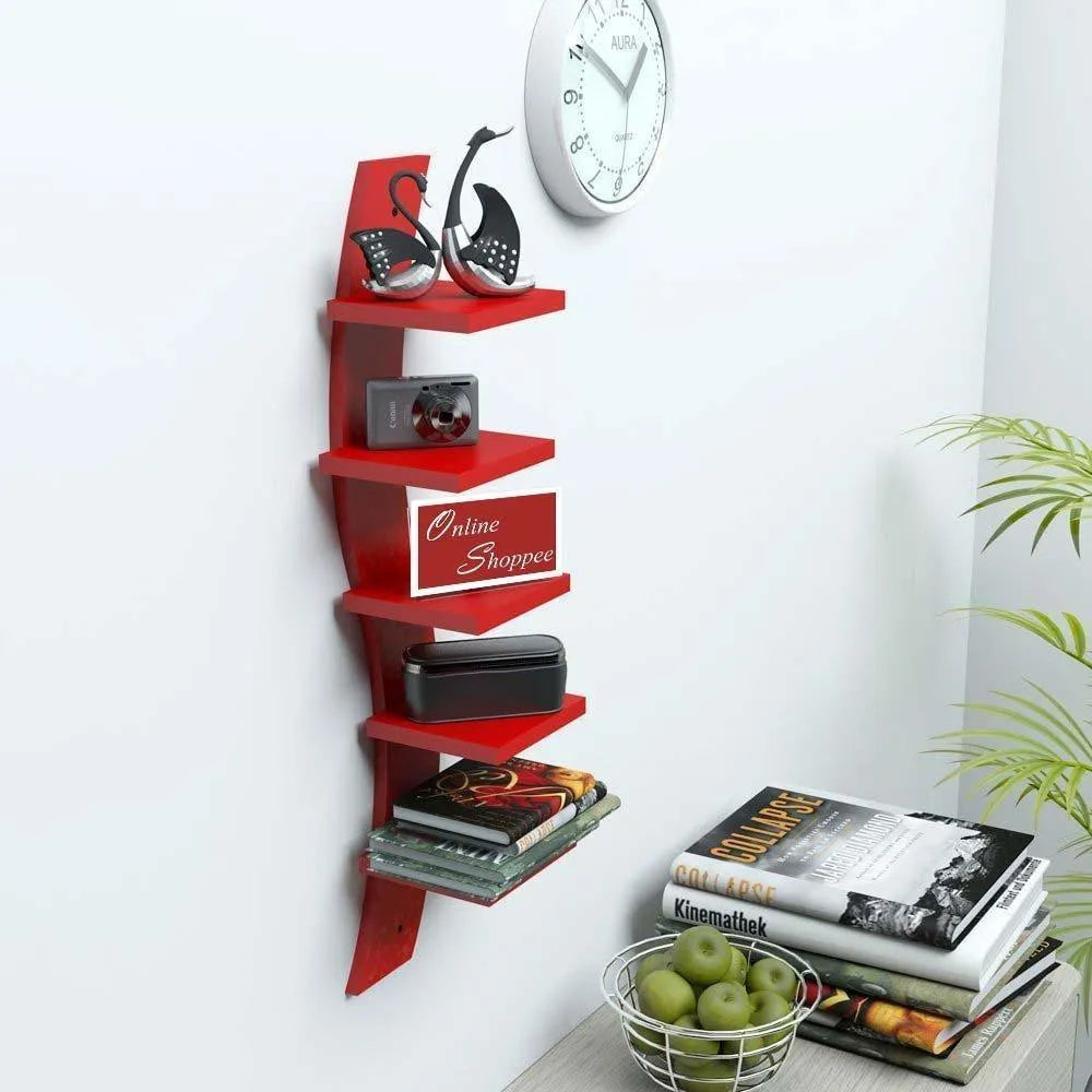 Wooden Floating MDF 5 Nivel Wall Shelves - Wooden Twist UAE