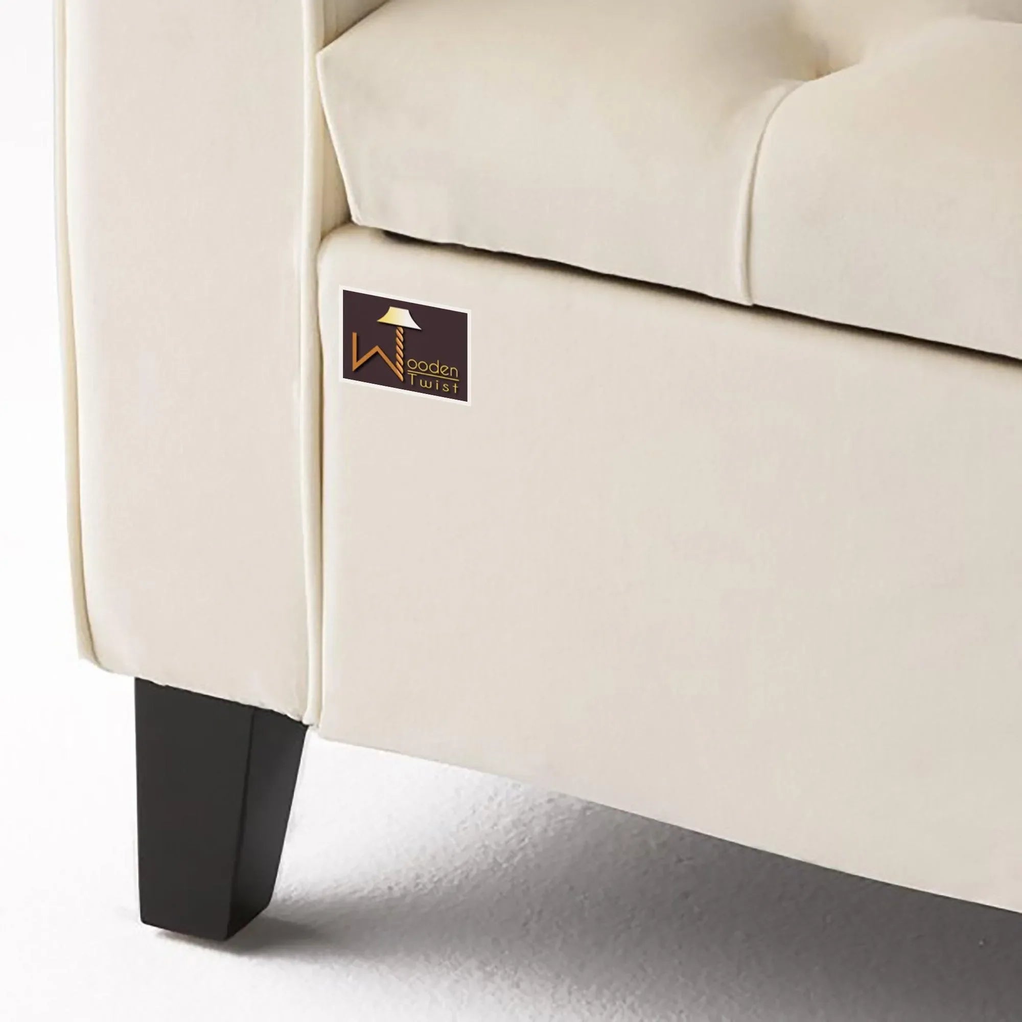 Wooden Twist Zamansız Button Tufted Design Premium Wood 2 Seater Storage Bench (Ivory) - Wooden Twist UAE