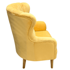 Harden Wide Tufted Wingback Chair With Footrest - Wooden Twist UAE