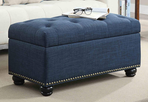 Tufted Rectangle Storage Ottoman Pouffes Footrest Stool with 4 Wooden Legs - Wooden Twist UAE