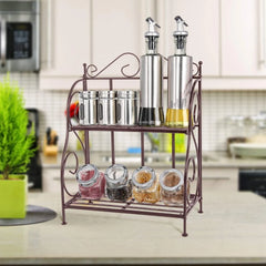 Kitchen Spice Rack Shelf Organizer ( 2 Tier ) - Wooden Twist UAE