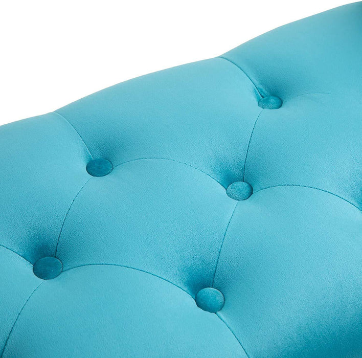 Upholstered Tufted Bench Sofa Couch (Sky Blue)
