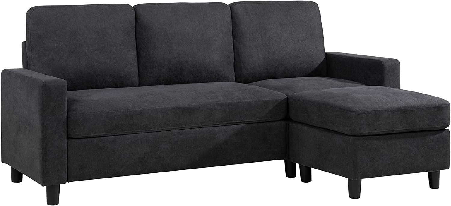 Convertible L-Shaped Wide Reversible Sectional Sofa 3 Seater With Ottoman - Wooden Twist UAE