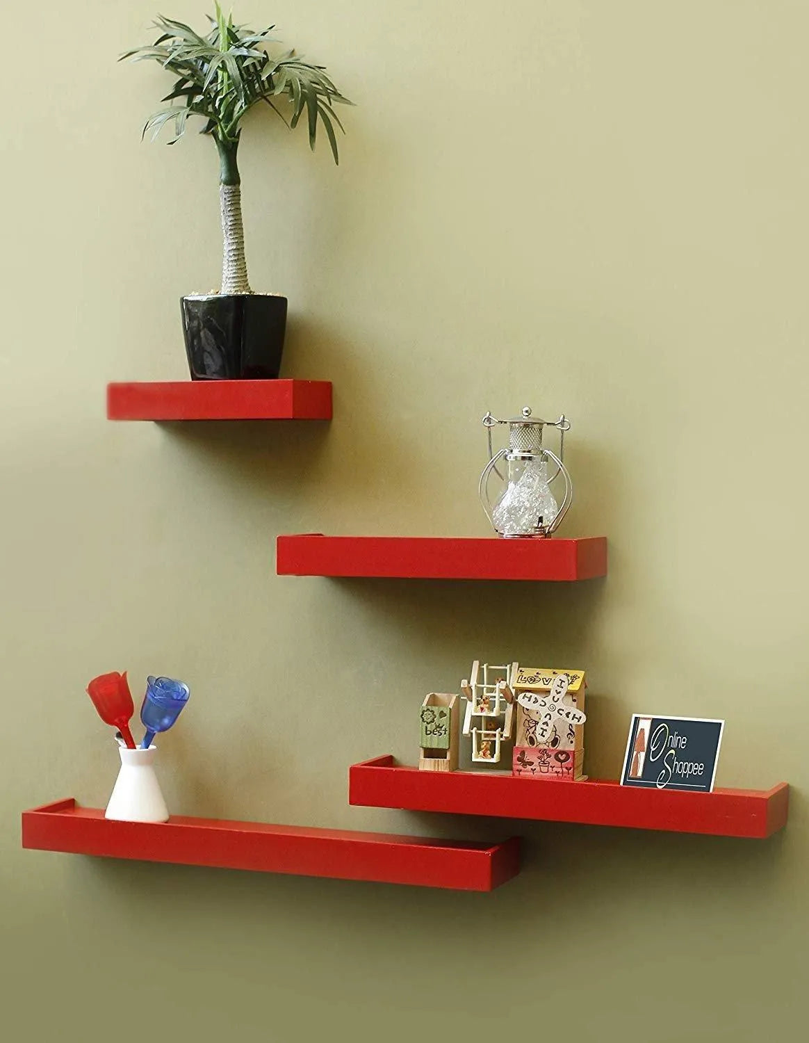 Wooden Rectangular Floating Wall Shelves set of 4 - Wooden Twist UAE