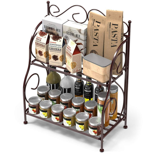 Kitchen Spice Rack Shelf Organizer ( 2 Tier ) - Wooden Twist UAE