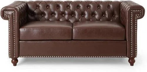 Modern Handmade Leatherette Love Seats Sofa - Wooden Twist UAE