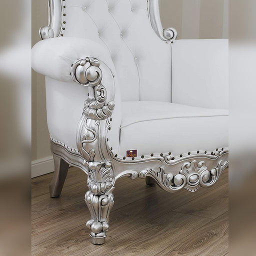Luxurious High Back throne Silver Leaf Chair - Wooden Twist UAE