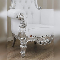 Luxurious High Back throne Silver Leaf Chair - Wooden Twist UAE