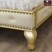 Golden Queen Size Teak Wood Bed Heavy Carved with Cushioned Design - Wooden Twist UAE