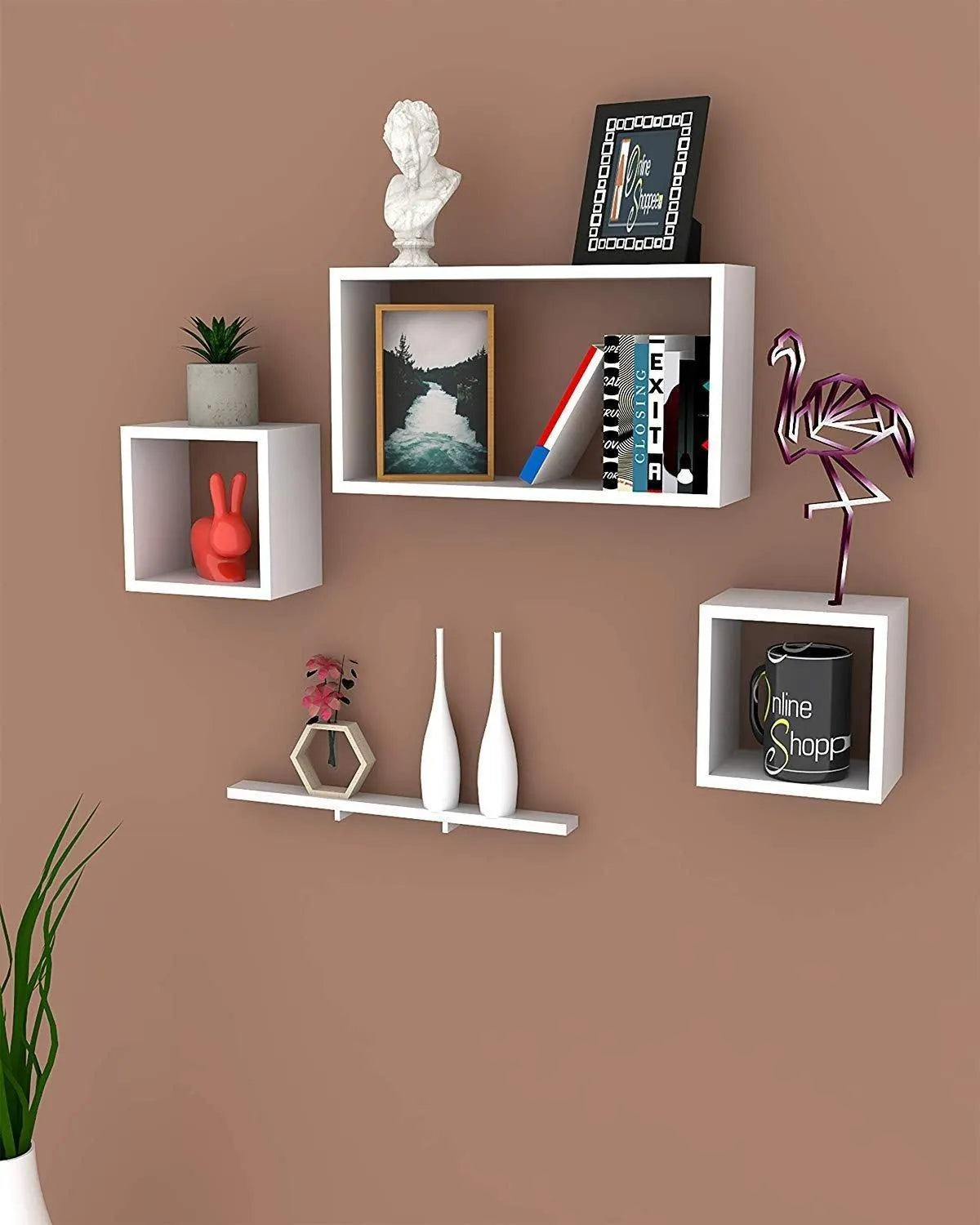 Rafuf Wooden Floating Wall Shelf with 4 Shelves - Wooden Twist UAE