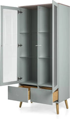 Wooden Closely Design Display Cabinet Two Doors with Two Drawers And Four Open Shelves - Wooden Twist UAE