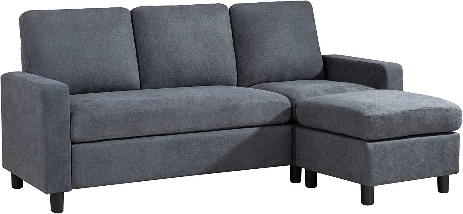 Convertible L-Shaped Wide Reversible Sectional Sofa 3 Seater With Ottoman - Wooden Twist UAE