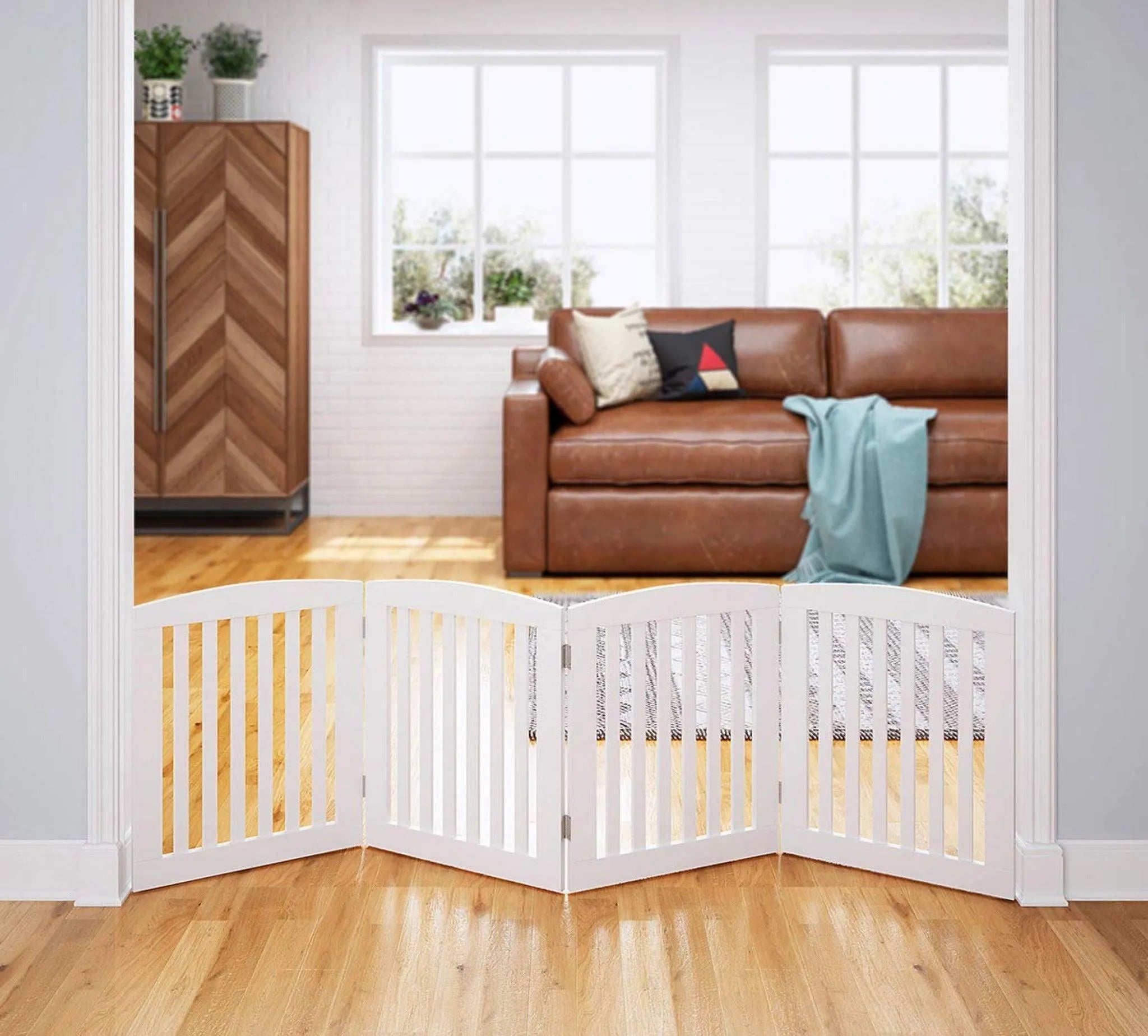 Wooden Portable Safety Pet Fence Gate Partition For Kids (4 Panel) - Wooden Twist UAE