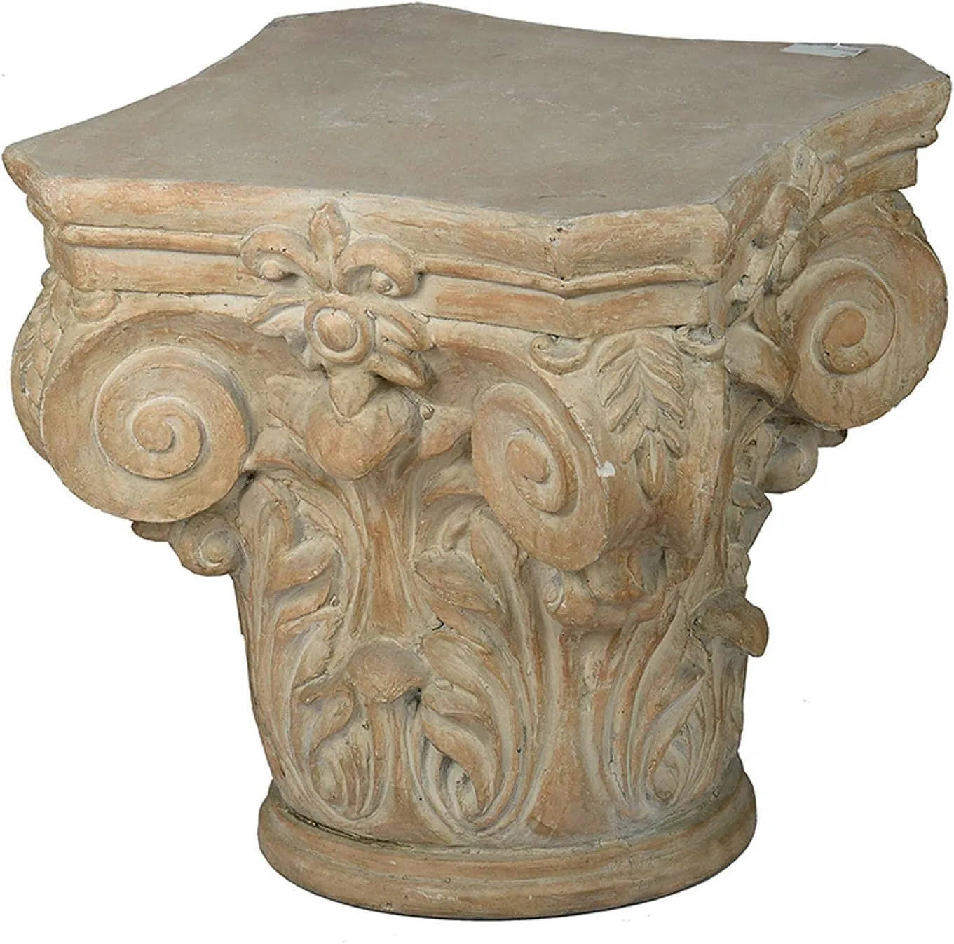 Wooden Twist Hand Carved Pedestal Style End Table Mango Wood - Wooden Twist UAE