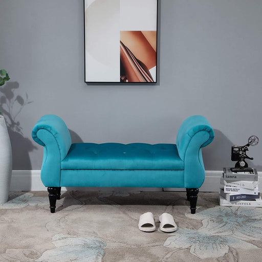 Upholstered Tufted Bench Sofa Couch (Sky Blue) - Wooden Twist UAE