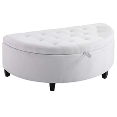 Half Moon Velvet Tufted Storage Bench Footstool Bed End Table for Living Room - Wooden Twist UAE