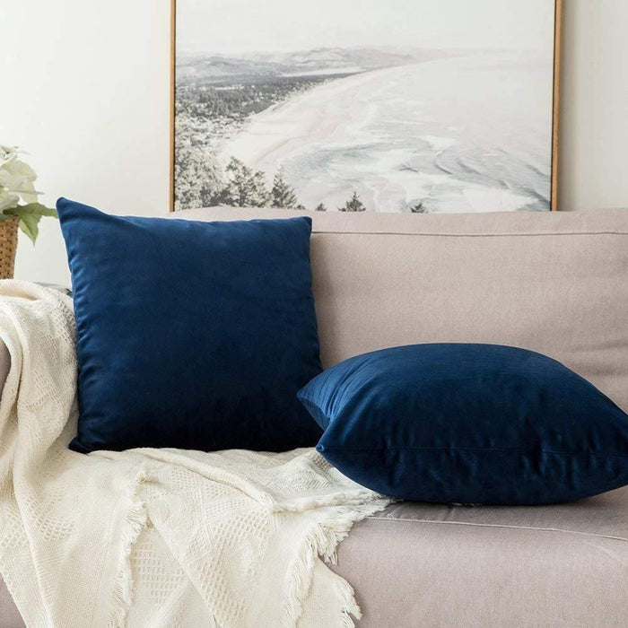 Raafi Blue Color Velvet Cushion Covers ( Set of 2 ) - Wooden Twist UAE