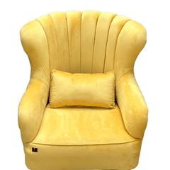 Harden Wide Tufted Wingback Chair With Footrest - Wooden Twist UAE