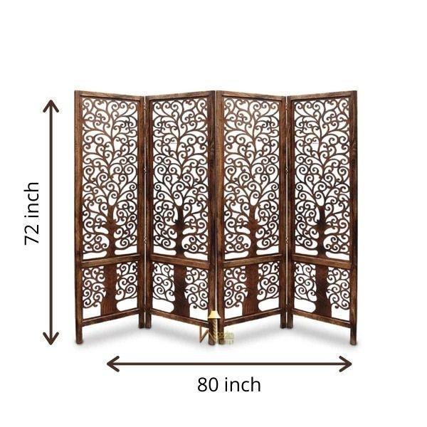 Handcrafted Brown Wooden Room Partition/Divider Screen - Wooden Twist UAE