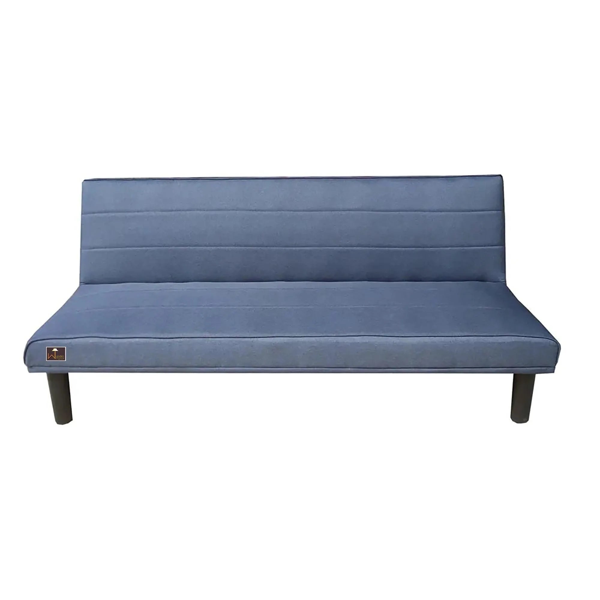 Penny Navy Blue Leatherette 3 Seater Sofa Cum Bed For Living Room - Wooden Twist UAE