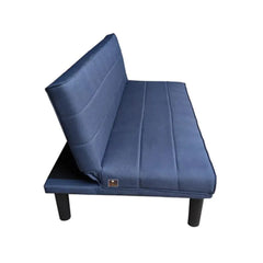 Penny Navy Blue Leatherette 3 Seater Sofa Cum Bed For Living Room - Wooden Twist UAE