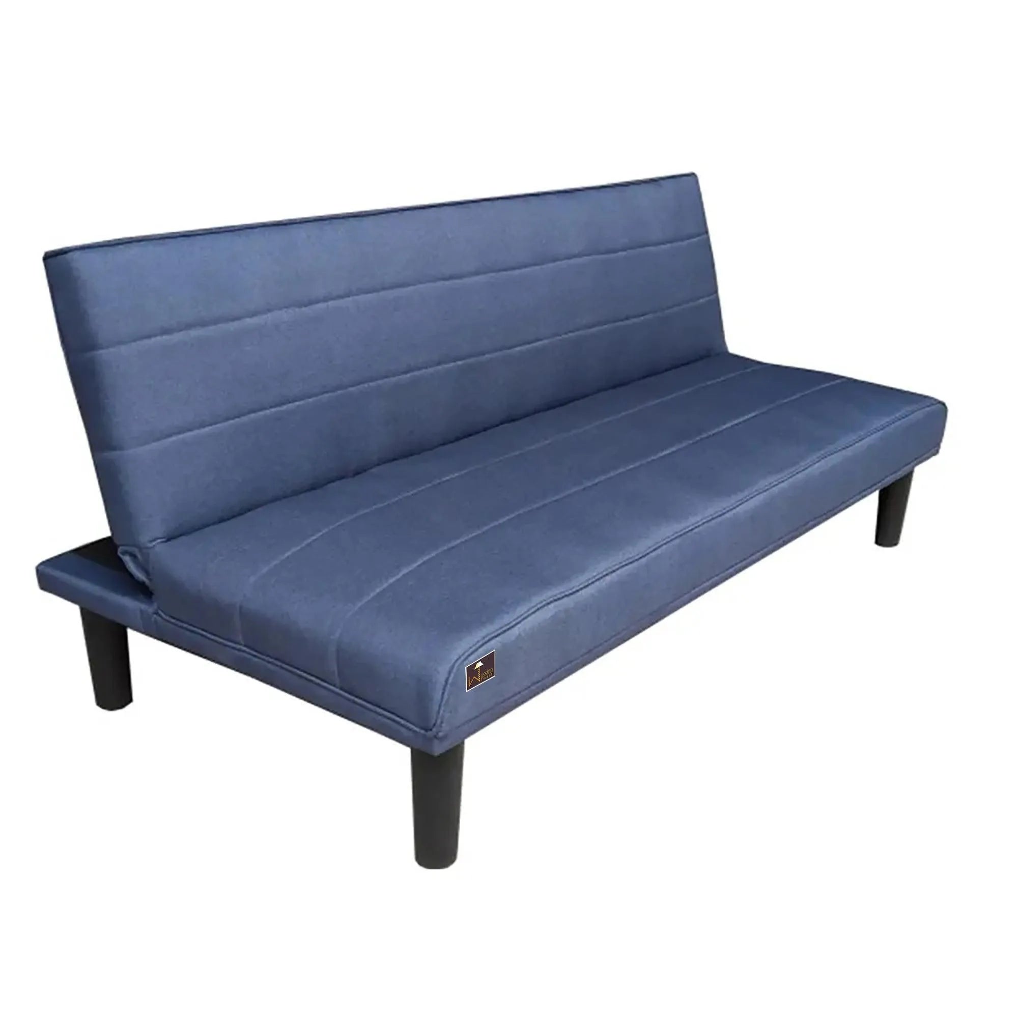 Penny Navy Blue Leatherette 3 Seater Sofa Cum Bed For Living Room - Wooden Twist UAE