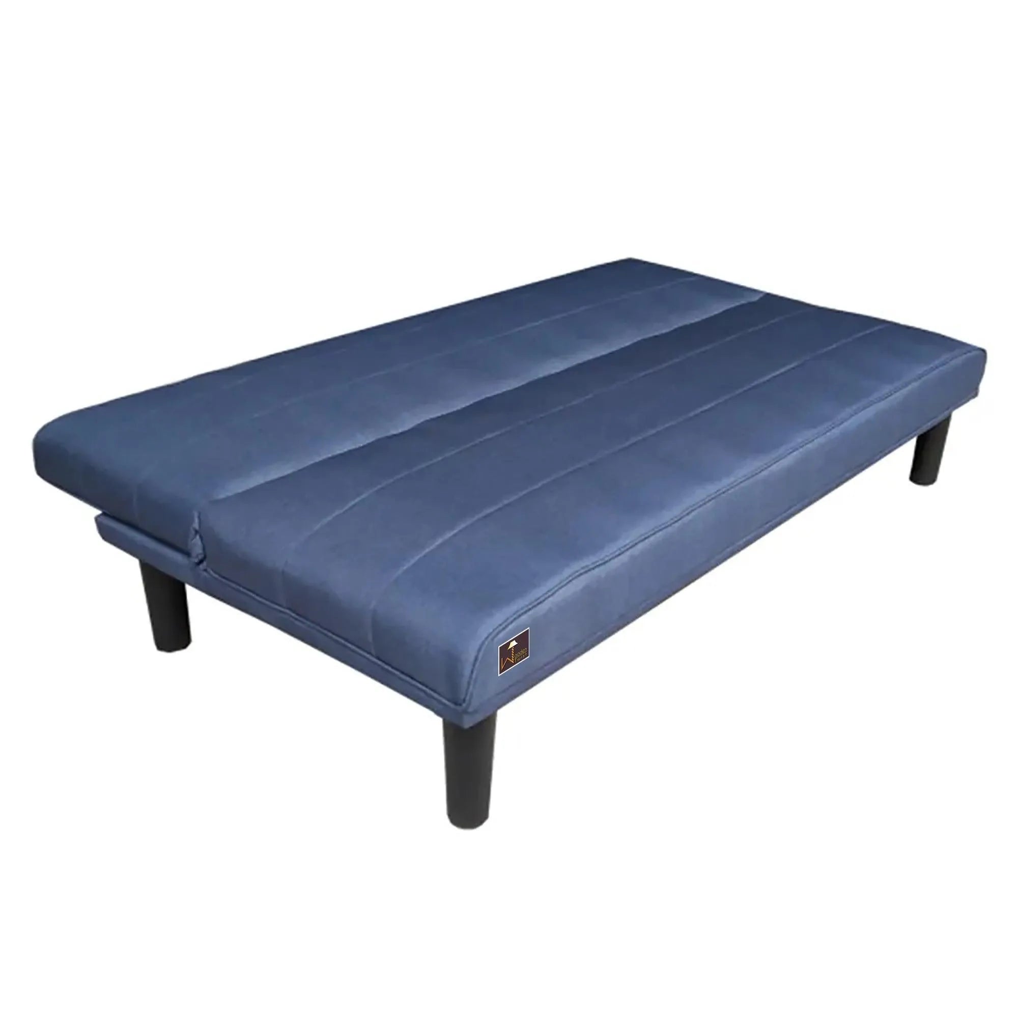 Penny Navy Blue Leatherette 3 Seater Sofa Cum Bed For Living Room - Wooden Twist UAE