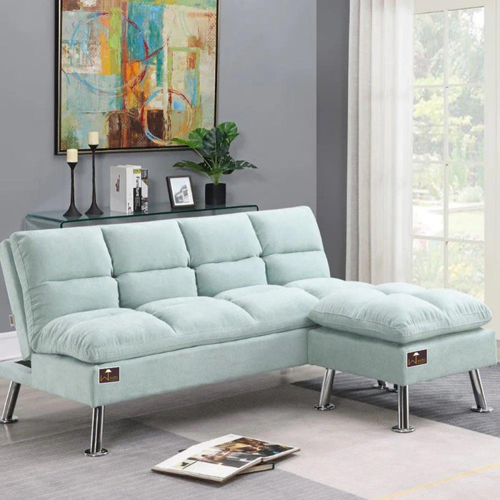 Carissa 3 Seater Sofa Cum Bed for Living Room with Ottoman (Metal Legs) - Wooden Twist UAE