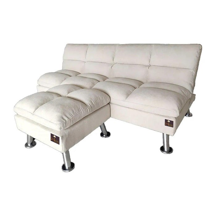 Carissa 3 Seater Sofa Cum Bed for Living Room with Ottoman (Metal Legs)