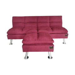 Carissa 3 Seater Sofa Cum Bed for Living Room with Ottoman (Metal Legs) - Wooden Twist UAE