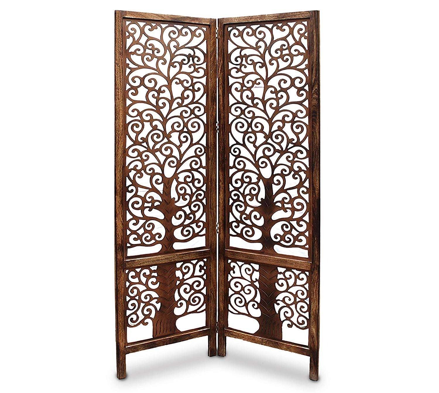 Handcrafted Brown Wooden Room Partition/Divider Screen - Wooden Twist UAE