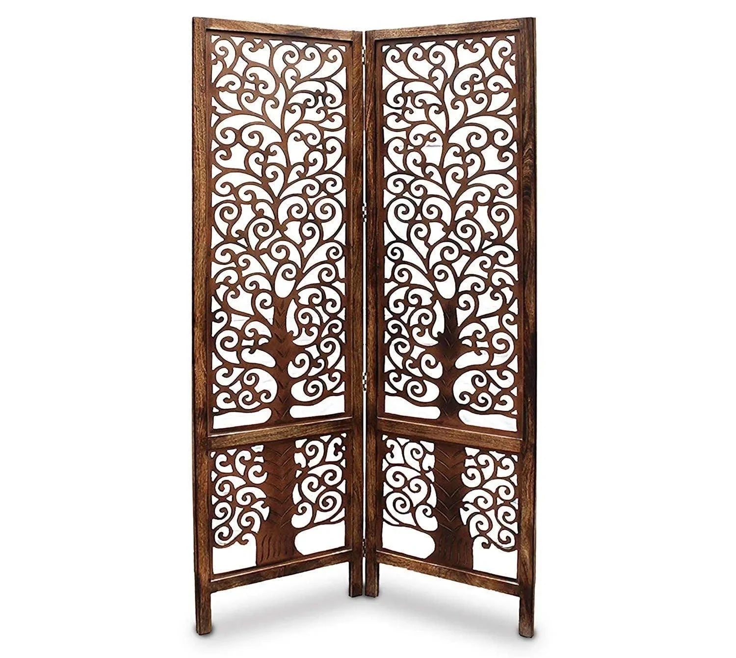 Handcrafted Brown Wooden Room Partition/Divider Screen - Wooden Twist UAE