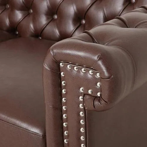 Modern Handmade Leatherette Love Seats Sofa - Wooden Twist UAE