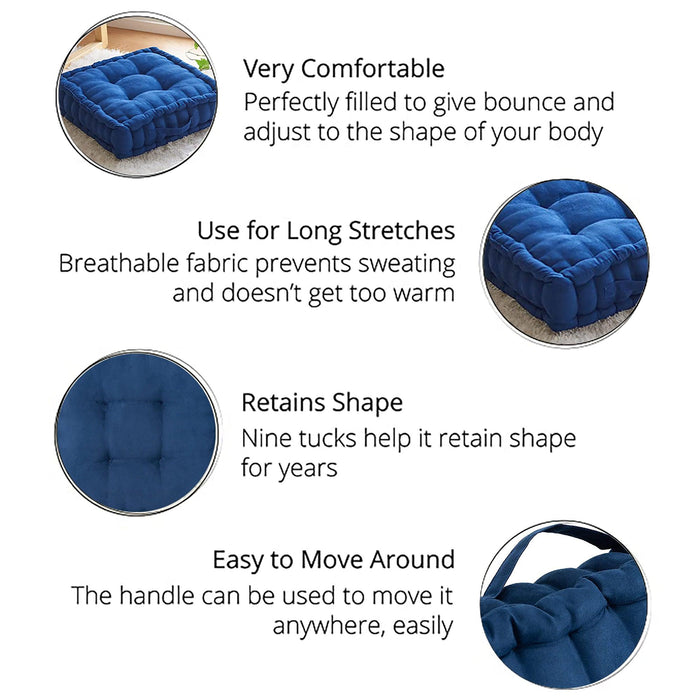 Square Shape Floor Pillow Comfort for Seating With Handle (Pack of 1)