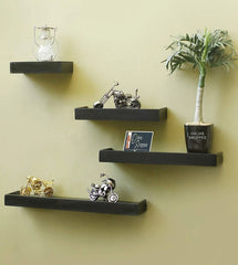 Wooden Rectangular Floating Wall Shelves set of 4 - Wooden Twist UAE