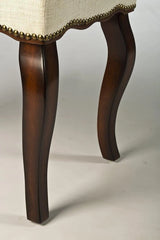 Teak Wood Backless Vanity Stool with Nail Head Trim - Wooden Twist UAE