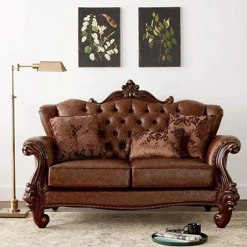 Wooden Hand Carved 2 Seater Sofa Set with 3 Pillows - Wooden Twist UAE