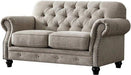 Luxury Chesterfield Chenille Diamond Tufted Loveseat 2 Seater Sofa (Walnut Legs) - Wooden Twist UAE