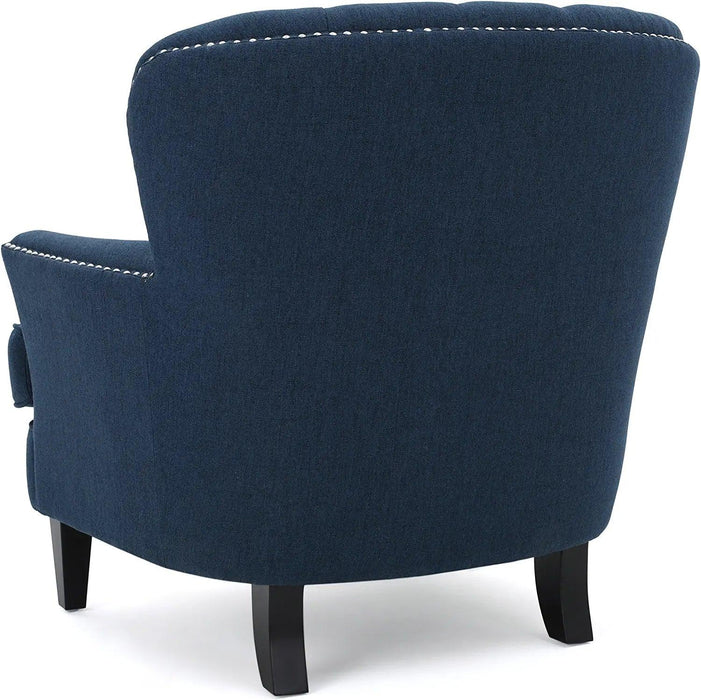 Modern Tufted Grandpa Lounge Armchair (Blue)