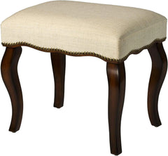 Teak Wood Backless Vanity Stool with Nail Head Trim - Wooden Twist UAE