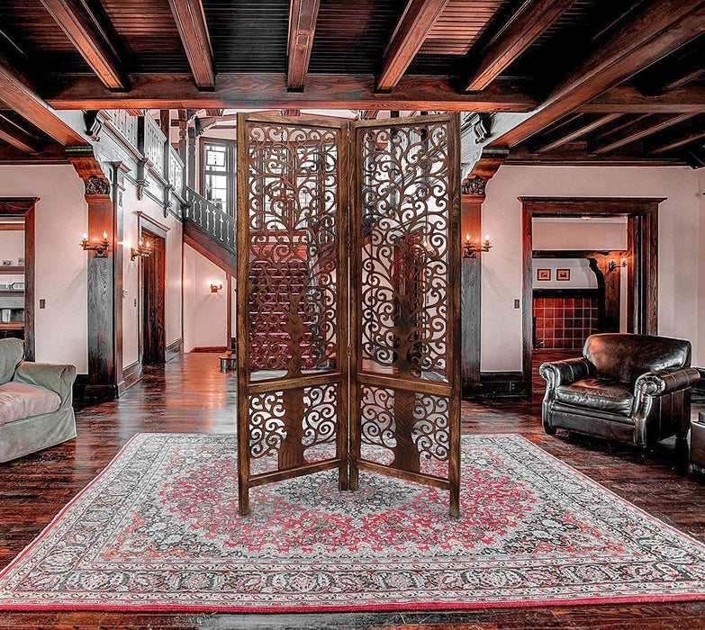 Handcrafted Brown Wooden Room Partition/Divider Screen - Wooden Twist UAE