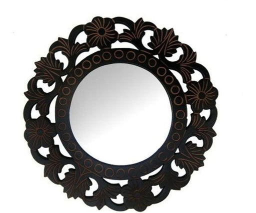 Wooden Antique With Handicraft Work Fancy Design Mirror - Wooden Twist UAE